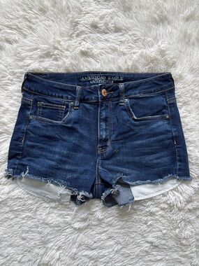 American Eagle Outfitters Indigo Denim Frayed Hem Jean Shorts